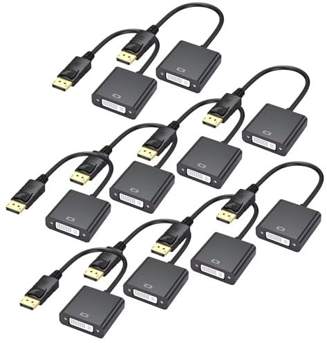 URELEGAN DisplayPort to DVI Adapter Cable 10-Pack, DisplayPort to DVI-D Single Link Adapter Male to Female Compatible for Lenovo, Dell, HP with Computer, Desktop, Laptop, PC, Monitor, Projector