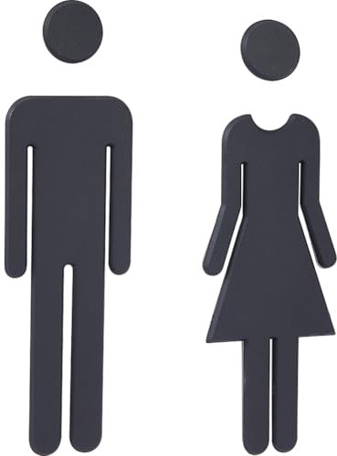 GORGECRAFT 2PCS Toilet Sign Self-Adhesive 20cm Men's and Women's Toilet Door Signs Restroom Identification Signs Black Plastic WC Wall Stickers Signage for Hotel Parking Shopping Center Restaurant