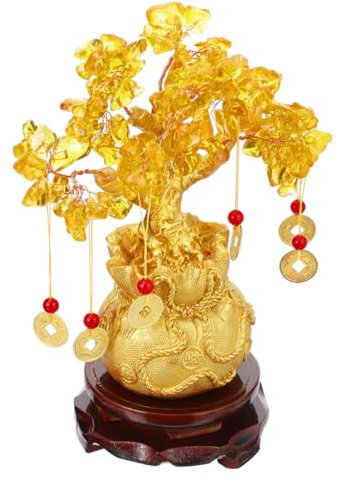FUNOMOCYA Kristall Glück Baum Wohnschmuck Bonsai-Ornament Geldbaum Deko Baum Glückverheißender Baumschmuck