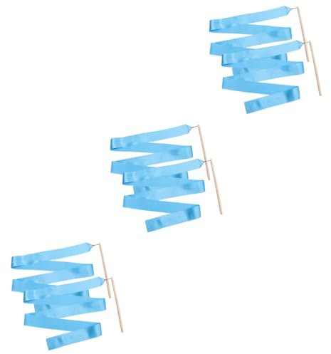 BESPORTBLE 6 Stück Tanzendes Seidenband Bänder Für Rhythmische Gymnastik Wirbelndes Rhythmisches Turnband Drahtband Tanzband Luftschlangen Gymnastikband Blauer Bambus