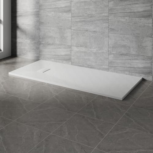 NRG 1800x800mm SMC Rectangle Shower Tray White Slip-Resistance Bathroom Shower Base Easy to Clean