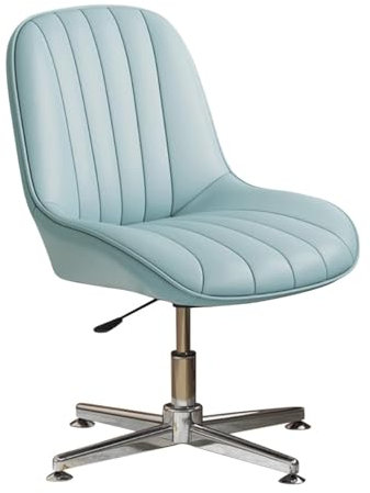 Ergonomischer Bürostuhl mit Kreuzbeinen, ohne Armlehnen, ohne Räder, höhenverstellbarer Drehstuhl, Computerstuhl für Erwachsene, Kinder, Rückenstütze (Farbe: Hellgrau)