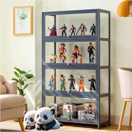 Moubhjd Vitrine mit AcryltüR, Sammlervitrine Stehend Standvitrine Glasvitrine, Curio-SchräNke, Vitrinenschrank Eckvitrine Glasvitrine Standvitrine, Großer Kapazität Klare Regal Vitrine 0cm