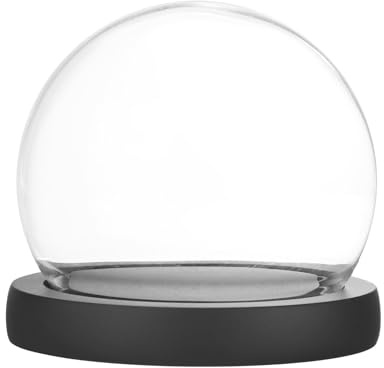 M METERXITY Cloche Glass Dome, D3.9In Ball Jar with Wooden Base for DIY Snow Globes/Small Plants/Flowers/Candles/Models/Souvenirs, Glass Display Case [Black]
