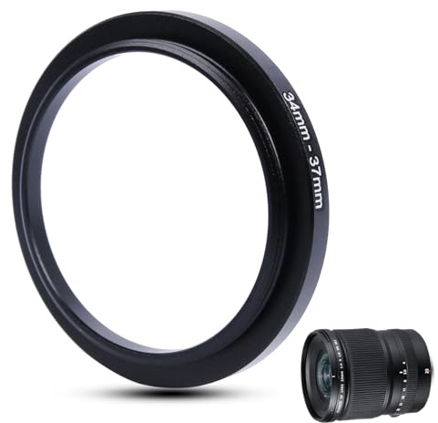 Anillo Adaptador de Filtro Step-up de Metal, 34 mm a 37 mm, Anillo de Metal, Adaptador Step-up para filtros, Compatible con Todos los 37 mm UV, CPL, filtros ND, Capuchas de Objetivo, Objetivos