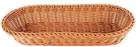 Giyofom Panier de Portion de Pain Tissé par Osier Ovale, Stockage de 14 Pouces pour Le Dessus de Table de Stockage CosméTique de Fruit de Nourriture et Salle de Bain