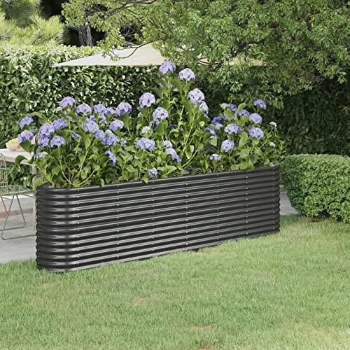 Xichuzi Hochbeet Pulverbeschichteter Stahl 260x40x68 cm Anthrazit, Palettenrahmen, Hochteich, Gemüsebeet, Kräuterregal Balkon, Blumenbeet, Kräuterspirale, Tomatenbeet, Pflanzhochbeet - 318906