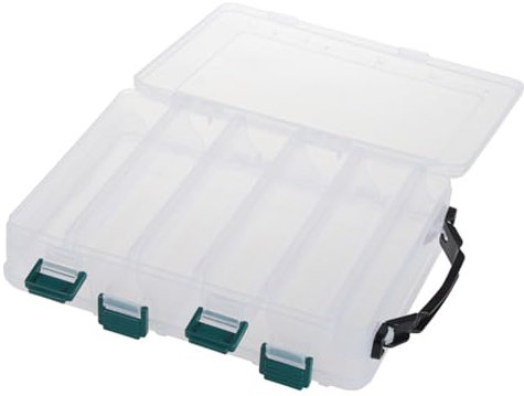 Transparente Kunststoff Angelbox, Tackle Box Angeln Klein, 20 x 16 x 4,7 cm, Köderbox Angeln Doppelseitige Aufbewahrungsbox, Angelköder box, 10 Fächer Angelbox für Kunstköder, Wobbler Köder