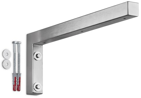 SOTECH 1x Wandkonsole L-Form 400x150x30 mm Edelstahl gebürstet | robuste Regalkonsole zur Wandmontage, besonders geeignet für DIY-Projekte