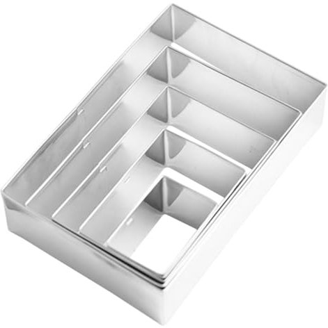 Alipis Tagliabiscotti Rettangolari in Metallo Set Da 5 Pezzi, Stampi Per Torte e Biscotti Multifunzionali, Utensili Per Impasto Per Pasticceria e Forno Domestico