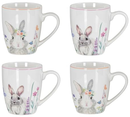 4er Set Osterbecher Osterhase Kaffeetasse Ostern Porzellan 300ml Kaffeepott Tasse Design Küche Teetasse
