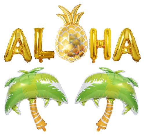 Koboko Hawaii Deko Folienballon, Hawaii Party Deko Ballons, Ananas Deko Aloha Ballon, Beach Party Deko Hawaiian Tropic Palme Luftballons, Sommer Deko Luftballon für Aloha Thema Deko, Sommerparty
