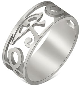 EUEAVAN Ankh Cruz Anillo Llave de la Vida Ojo de Horus Antiguo Egipto Símbolo Protección Amuleto Joyería Religión Regalo para Mujeres Hombres