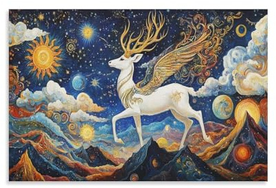 HLXZMCVBT Hirschgott Leinwandbilder Bilder ，Tiere Natur Wanddeko Kunstdrucke, Bar Kaffeehaus Galerie Korridor Schlafzimmer Badezimmer Wanddekoration 20x30inch(50x75cm)
