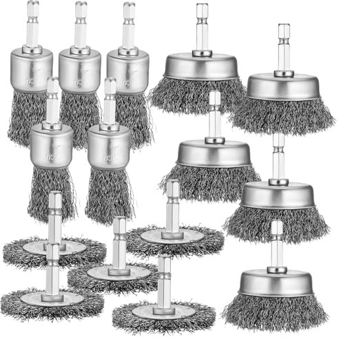 LIFKOME Lot de 15 Brosses Métalliques à Roue pour Perceuse, Nettoyage et Polissage du Bois Métal, Fer Zingué Noir