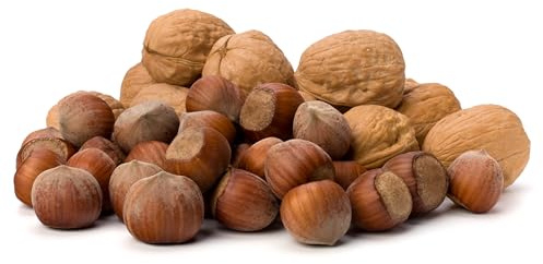 Naturlig mat - Valnötter och Hasselnötter med Skal - 2 x 2,5 kg - Nötmix, Nötter i Storförpackning - Läckra Nötter till Snacks, Desserter, Müsli, Bakverk