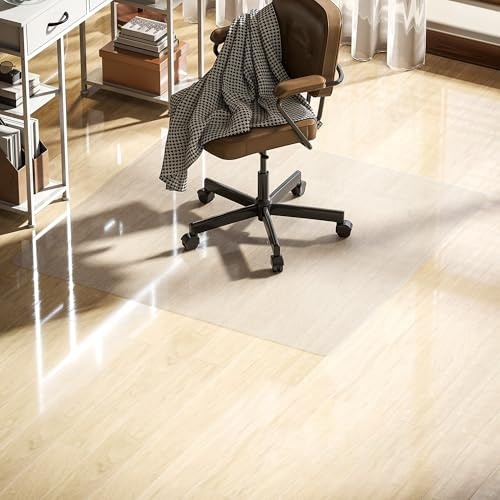 HOMCOM Bodenschutzmatte 120 x 120 cm Kratzfest für Hartböden Transparent | Bürostuhl Unterlage, Stuhlunterlage, Bodenmatte