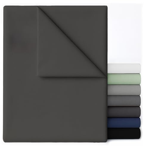 Dreamzie - Bettlaken ohne Gummizug 270x290 cm - Mikrofaser Ultraweich | Doppelbett 180x200 cm · Dunkelgrau · Flaches Betttuch · OEKO-TEX · Bügelfrei · Schnelltrocknend · Pflegeleicht · Leintuch