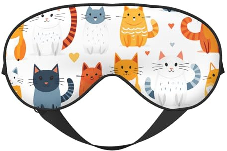 Augenmaske zum Schlafen, niedliche Katzen, schönes Tiermuster, Schlafmaske mit verstellbarem Riemen