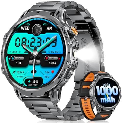 LIGE Smart Watch for Men (Answer/Make Call), 1.85 HD-Display 1000mAh Battery Fitness Tracker with LED Flashlight, 100+ Sports Modes/IP68 Waterproof, Sport Smartwatch for Android IOS Black