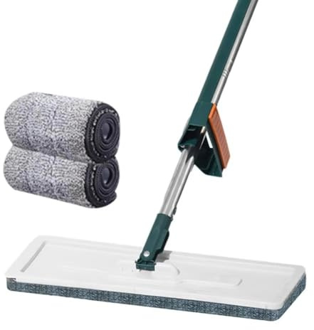 Flaroey Trapeador Mágico Plano para Manos, para Lavado, Montaje Fácil, para Limpieza del Hogar, 2 Almohadillas Reemplazables B