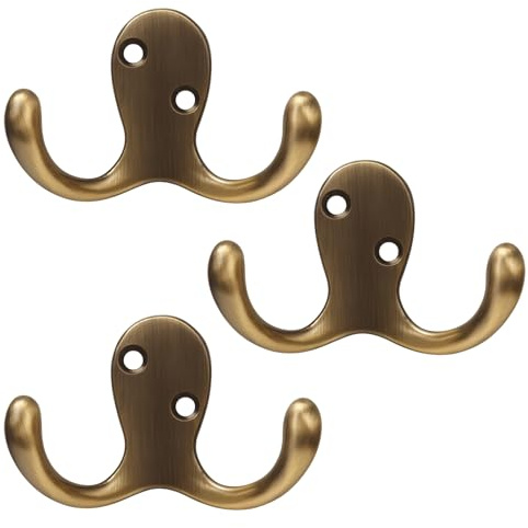 JBLJDWD 3PCS Brass Hooks, Coat Hooks for Door, Door Coat Hooks with Classic Finish for Home Organization and Decor