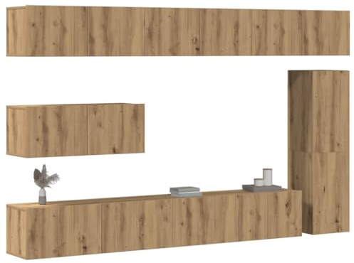 Teenpull Set di mobili per TV, montaggio a parete, in legno di quercia artisan, pensile per soggiorno, camera da letto, console multimediale, elegante