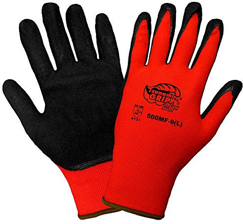 Global Glove 500MF Tsunami Grip Nitrile Glove, Work, Medium, Red/Black (Case of 72)