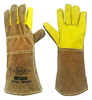 Animal Handling Gloves 35cm GAUNTLET LEATHER Kevlar DOG CAT BIRD REPTILE