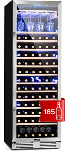 Klarstein Cave a Vin Encastrable, Caves à Vin de Conservation de 433L, Porte en Verre, Cave a Vins à Zone Unique, Bar Int/Ext, Frigo a de Vieillissement, à 165 Bouteilles