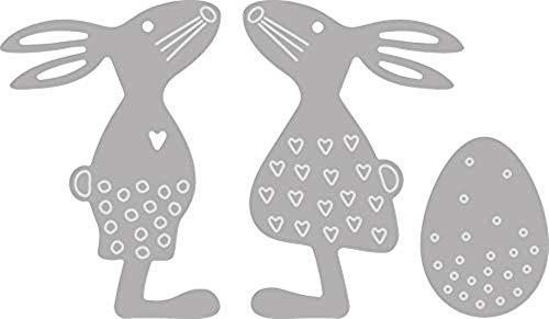 Rayher Stanzschablonen Osterfreunde, Set 3teilig, Hasen, 3,1 x 4,5, Ei 1,8 x 2,6 cm, für Papiergestaltung, Kartengestaltung, Scrapbooking und vieles mehr, Prägeschablone Ostern, Stahl, 50149000