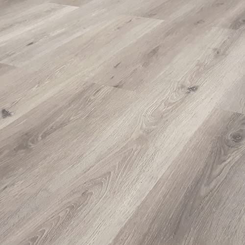 Trecor® Klicka vinylgolv RIGID 3.5 massiv golvbrädor - 3,5 m tjock med 0,30 mm slitskikt - du köper 1 m2 - vattenfast (vinylgolv 1 kvm, ek silver)