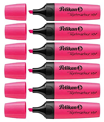 PELIKAN Textmarker 490 Textmarker 6 Stück 1-5 mm Keilspitze Neon Pink