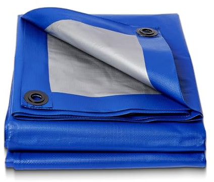 Extremely Heavy Duty PP Blue Tarpaulin; 2m x 3m / 6.6ft x 9.8ft; Light, Thick, Woven 230GSM XPO; Elastomer Coating, Superior UV Resistance, Waterproof, Double-Sided Fabric - Supreme Versatility