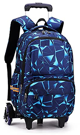 ANSIEDIO Kinder Trolley Schultasche Removable Rolling Schoolbag Wasserdichte Große Kapazität Schüler Rucksack für Jungen Mädchen