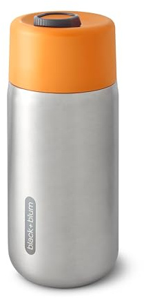 BLACK+BLUM - Travel Cup - 18/8 Stainless Steel Thermal Insulated Travel Coffee Cup with Leak Proof, Lockable Lid - Keeps Hot for 4 hrs, Cold for 8 hrs, Orange - 340ml