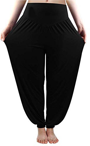 AMYTIS Haremshose Damen Lang, Sommer Einfarbig Sport Yogahose Workout Fitness Stretch Yoga Hose mit Hoher Taille für Damen Pumphose Yoga Pilates Hosen S-XXL
