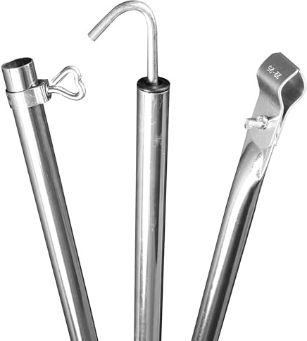 1 STÜCK - Dachhakenstange Zeltstange - mit Klemme und Haken - Stahl - teleskopierbar 210-290 cm - 22/19mm - 3 Teile - leicht - stabil - Ersatz Gestänge Zelt Vorzelt Camping Teleskopstange Dachstange
