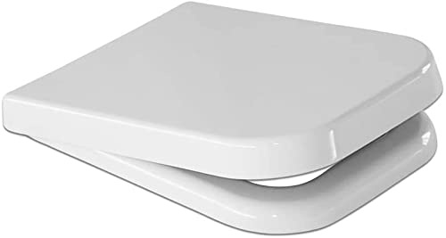 BS Copriwater Compatibile GSI TRACCIA Termoindurente Bianco e Cerniere Cromate Lucide - Anatomico - Antibatterico - Plastica Facile da Pulire