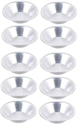 HEMOTON Moules à Mini-tartelettes Réutilisables en Aluminium 10 Pièces, Moules à Tartelettes aux Œufs et Pudding pour Pâtisserie Maison, Cuisson au Four pour Dessert et Goûter Familial