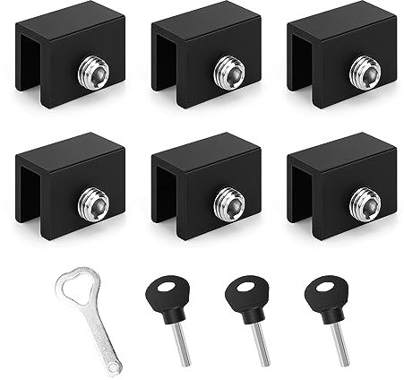 JANDH Adjustable Window Locks, Pack of 6 Black Sliding Window Locks, Stoppers, Aluminium Alloy Window Lock, Slate Window Lock, Suitable for Sliding Door and Window