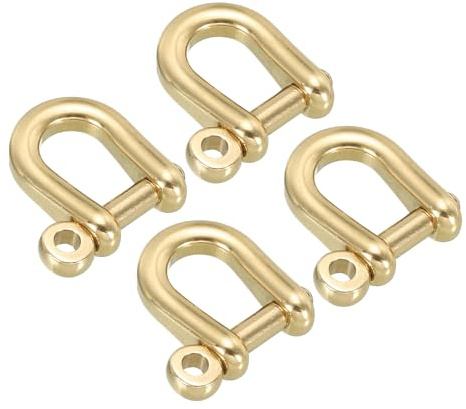 PATIKIL 4er Pack D-Ring Schäkel 6mm Innere Breite Schäkel U-Typ | Fob Schlüsselhaken Kleine Bügelschäkel, Messingstift, Für DIY Handwerk Leder