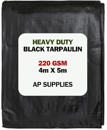 AP Supplies Black/Silver Tarpaulin 220gsm, 4m x 5m