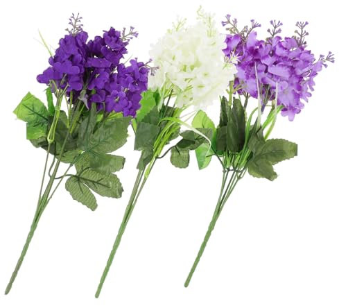 LIFKOME 3st Hyazinthe Lavendel Simulierte Blumen Blumenpflücker Künstlicher Lavendelstrauß Künstliche Kunstblumen Blumendekor Hortensienzweig Seidentuch Schreibtisch Blumenstrauß