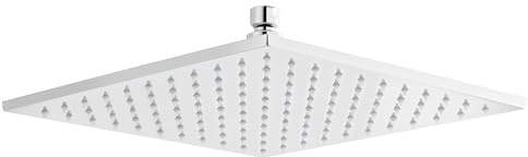 Balterley LED Rainfall Shower Head, Square Waterfall Showerhead, Fixed Showerheads for Bathroom, Showerhead Low Pressure, Wall Mounted or Ceiling Mounted Shower Head - 300 x 300 x 58mm (Chrome)
