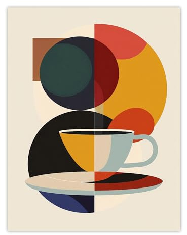 Artery8 Kaffeetasse Bauhaus Geometrisch Ungerahmter Druck 30x40 cm