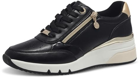 s.Oliver Damen Wedge Sneaker zum Schnüren mit Reißverschluss, Schwarz (Black), 40 EU