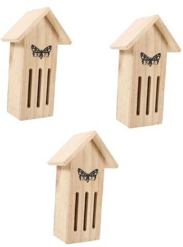 HANABASS 3stücke Holzschmetterlingshaus Und Futterstation Für Garten Wetterfester Outdoor-schmetterlingsschutz Natürlicher Lebensraum Für Schmetterlinge Attraktives Gartendekor Und