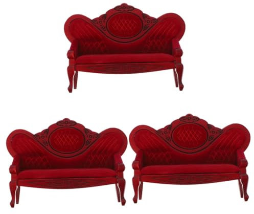 Toyvian 3stücke Doll House Miniatur Sofa Aus Holz Vintage Design Dekoratives Möbelstück Für Puppenhaus Maßstab Für Wohnzimmer-szenen Miniaturmöbel Modell
