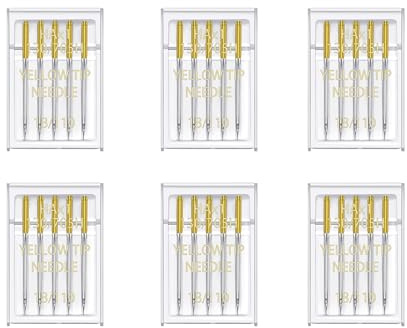 Bequilter 30Pcs Universal Sewing Machine Needles 6 Pack Regular Point Needle Compatible with Singer, Brother and Other Home Sewing Machines (110/18)